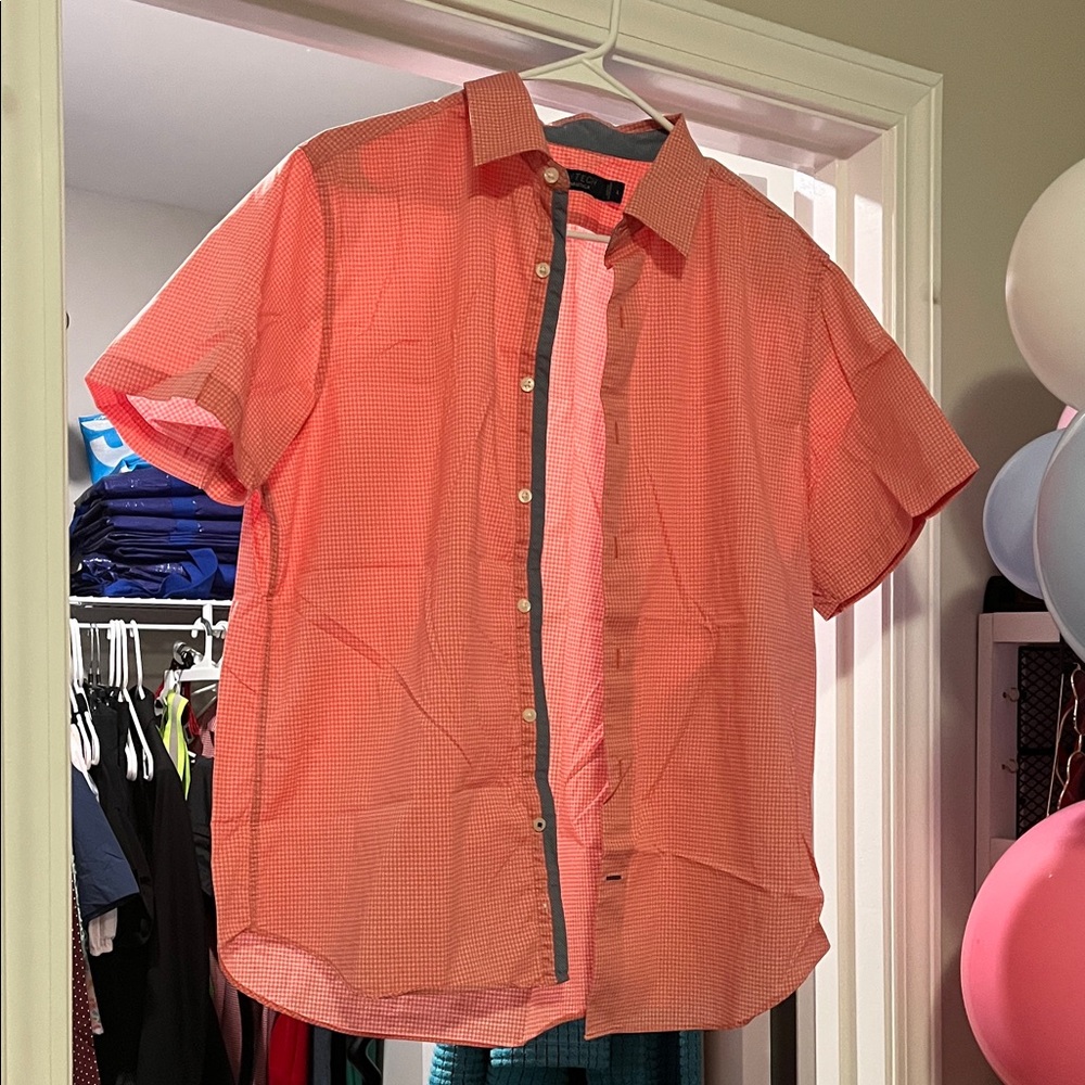 Men's Casual Coral Button Down Shirt